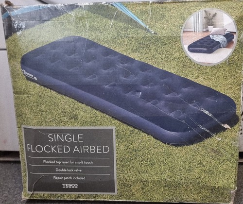 Tesco single blue flocked air - blue,