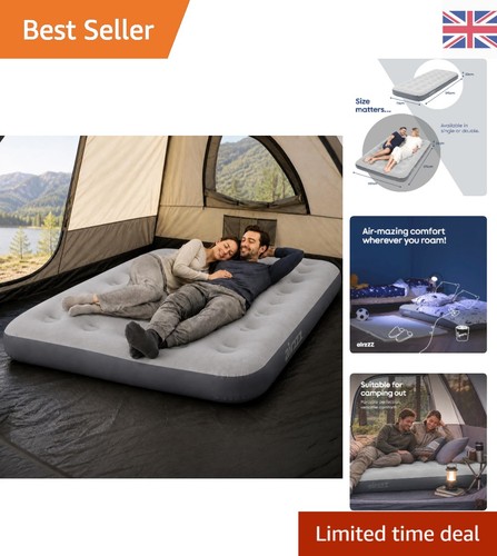 Luxury grey flocked air bed - grey,